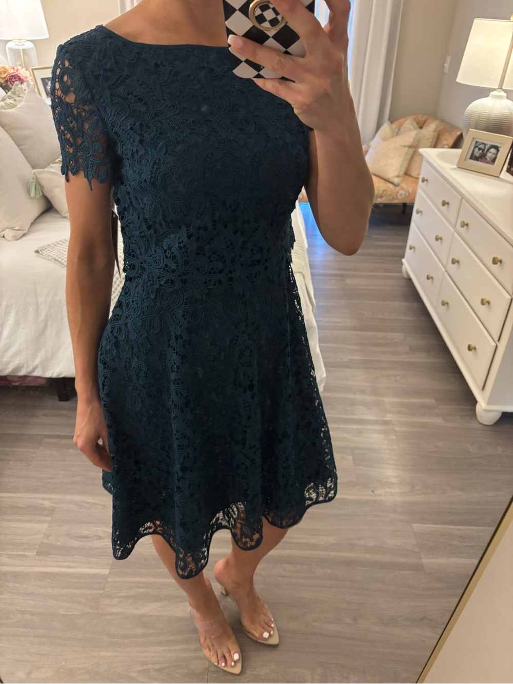 👗 SHANI COLLECTION Popover Lace Fit & Flare Dress — Azure Blue